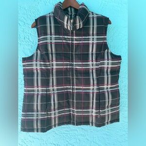 Charter Club Black Plaid Puffer Vest size XL